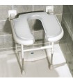 Asiento de Ducha Abatible con Patas Acolchado en U (Soporta 220 kg)