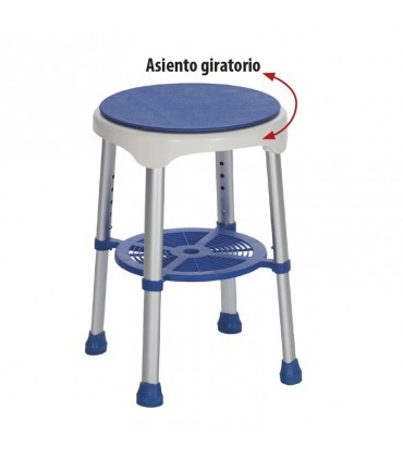 Taburete Ducha Giratorio con Repisa (120kg) | Ortopedia Lowcost