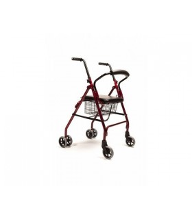 Andador Paseo 6 Ruedas | Aluminio, Freno a Presión y Asiento