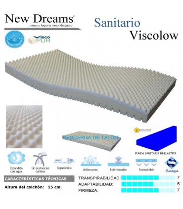 Colchón Sanitario Viscoelástico Viscolow 15cm | Ortopedia Lowcost