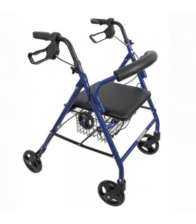 Rollator de Aluminio con Frenos y Asiento Azul (136kg) | Ortopedia Lowcost