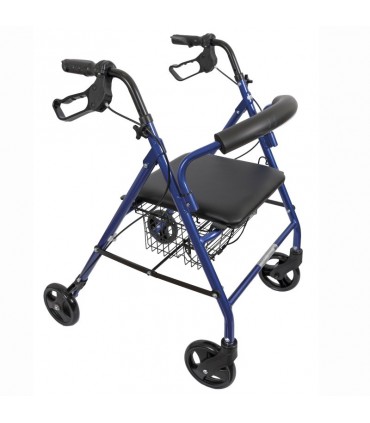 Rollator de Aluminio con Frenos y Asiento Azul (136kg) | Ortopedia Lowcost