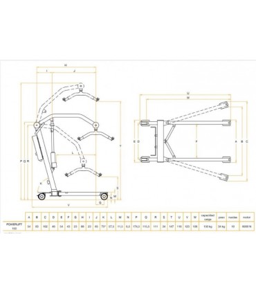 Grua de hospital para enfermos Powerlift 135 mini. Ortopedia Lowcost.