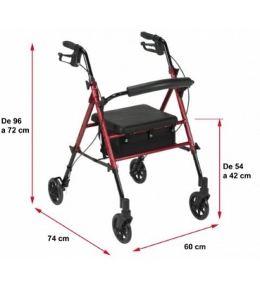 Andador Rollator Hi-Low AD152 | Asiento Regulable y Aluminio 7kg