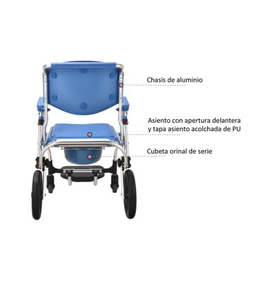 Silla de Ducha y WC Plegable OASIS con Ruedas Grandes | Ortopedia Lowcost