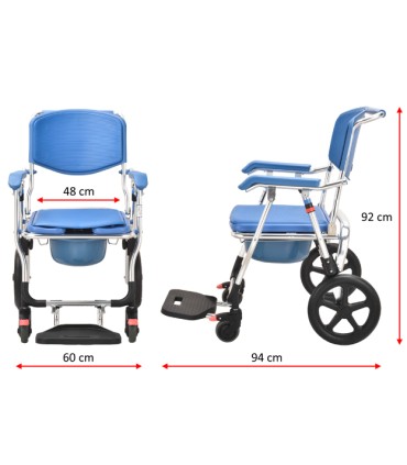 Silla de Ducha y WC Plegable OASIS con Ruedas Grandes | Ortopedia Lowcost