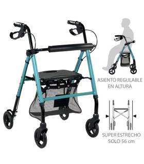 Andador ZEN Aluminio 6kg | Frenos Maneta y Asiento Regulable
