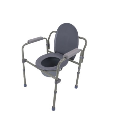 Silla con Inodoro Plegable de Acero Cromado (135kg) | Ortopedia Lowcost