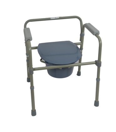 Silla con Inodoro Plegable de Acero Cromado (135kg) | Ortopedia Lowcost