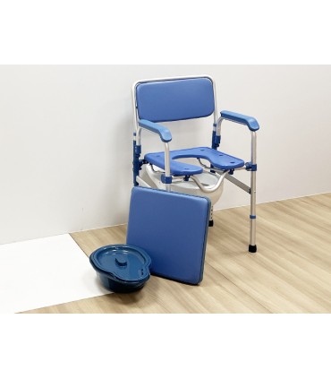 Silla con WC 3 en 1 – Inodoro Portátil, Elevador de WC y Silla de Ducha