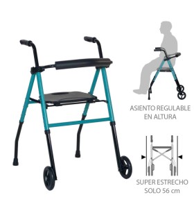 Andador de aluminio ligero regulable ZEN ROLLER plegable