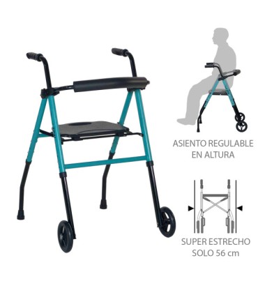 Andador Estrecho ZEN AD253 | Aluminio 5kg y Asiento Regulable