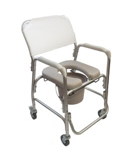 Silla con Inodoro y Ruedas de Aluminio con Asiento en U | Ortopedia Lowcost