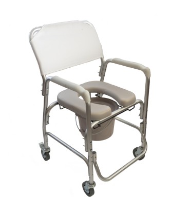 Silla con Inodoro y Ruedas de Aluminio con Asiento en U | Ortopedia Lowcost