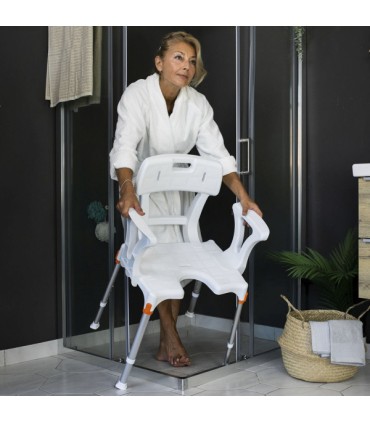 Silla Ducha Portofino Asiento en U y Brazos (150kg) | Ortopedia Lowcost