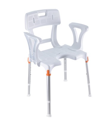 Silla Ducha Portofino Asiento en U y Brazos (150kg) | Ortopedia Lowcost