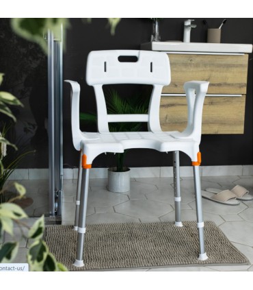Silla Ducha Portofino Asiento en U y Brazos (150kg) | Ortopedia Lowcost