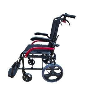 Silla de Ruedas de Transporte Plegable con Frenos | Ligera y Segura
