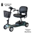 Scooter desmontable LUMA de aluminio con baterías de litio, mostrando su diseño compacto y moderno.