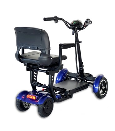 Scooter eléctrico plegable CITY con conducción tipo motocicleta y batería de litio vista atras.