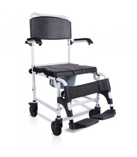 Silla Inodoro y Ducha con Ruedas DU 06 | Aluminio y Reposapiés | Ortopedia Lowcost