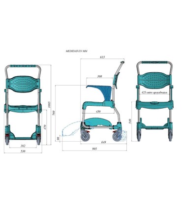 Silla de Ducha y Aseo con Ruedas MOEM 150kg | Ortopedia Lowcost