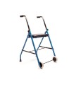 Andador Plegable de Acero con 2 Ruedas y Asiento Acolchado Regulable
