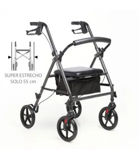 Rollator Forte AD154 estrecho de 55cm con ruedas grandes.